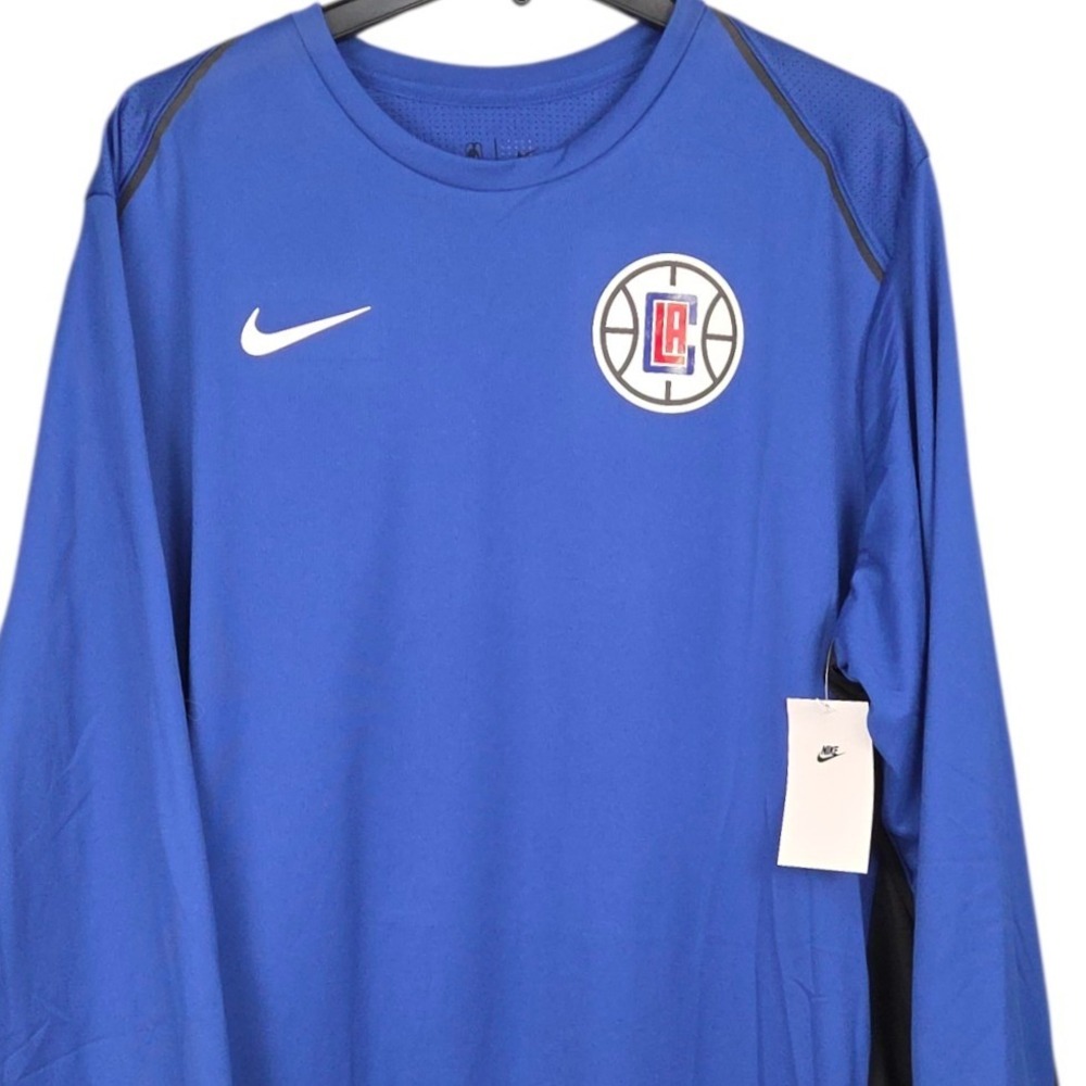 LA Clippers Nike Shooting Shirt Mens XXL Blue‎ Black Long Sleeve Dri-Fit NBA NWT